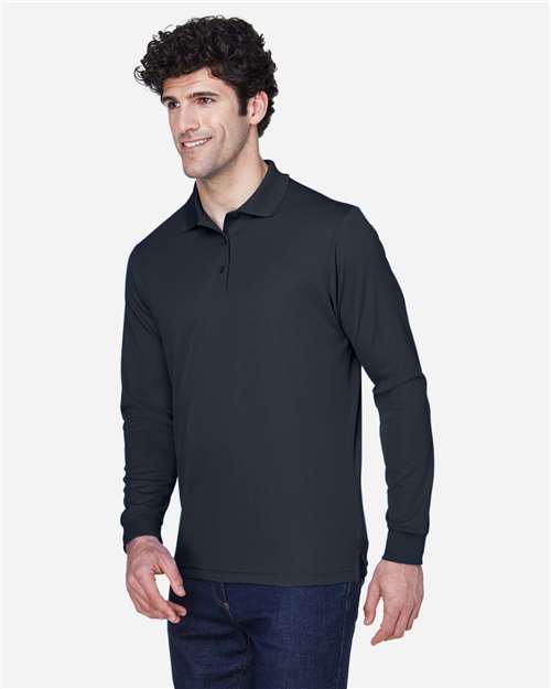 Core 365 88192 Pinnacle Performance Long Sleeve Piqué Polo - Carbon - model side
