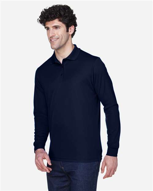 Core 365 88192 Pinnacle Performance Long Sleeve Piqué Polo - Classic Navy - model side