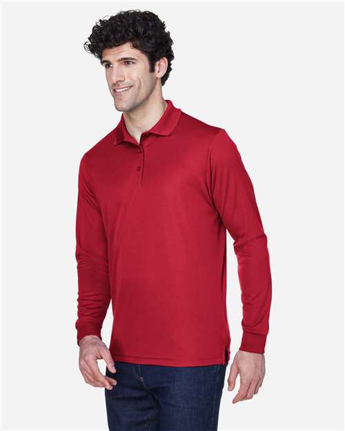 Core 365 88192 Pinnacle Performance Long Sleeve Piqué Polo - Classic Red - model side