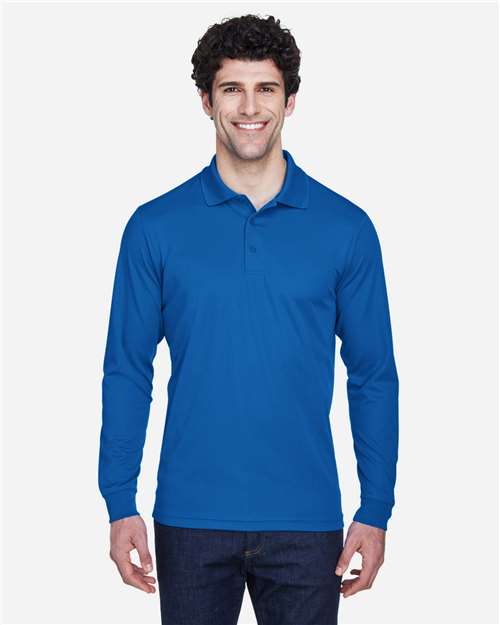 Core 365 88192 Pinnacle Performance Long Sleeve Piqué Polo - True Royal - model front