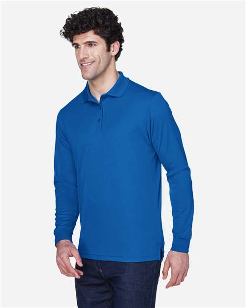 Core 365 88192 Pinnacle Performance Long Sleeve Piqué Polo - True Royal - model side