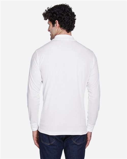 Core 365 88192 Pinnacle Performance Long Sleeve Piqué Polo - White - model back