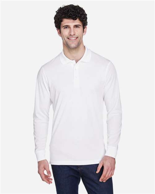 Core 365 88192 Pinnacle Performance Long Sleeve Piqué Polo - White - model front