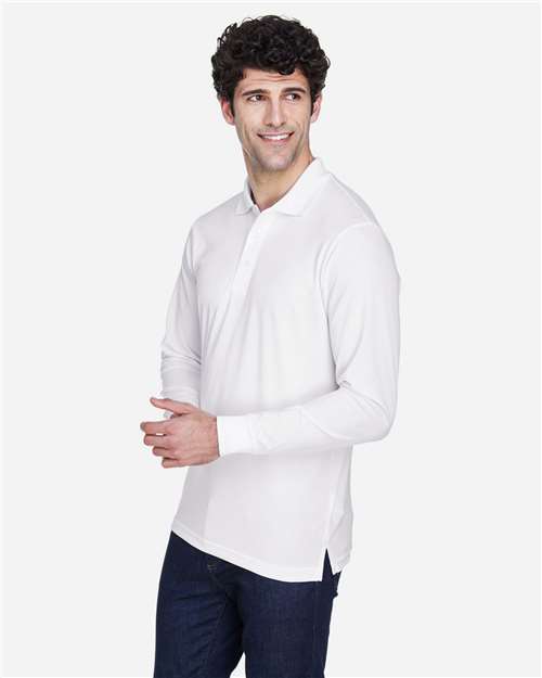 Core 365 88192 Pinnacle Performance Long Sleeve Piqué Polo - White - model side