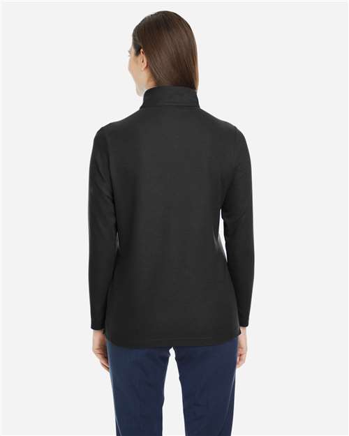 Core 365 CE405W Women's Fusion ChromaSoft Pique Quarter-Zip Pullover - Black - model back