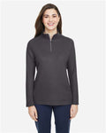 Core 365 CE405W Women's Fusion ChromaSoft Pique Quarter-Zip Pullover - Carbon - model front