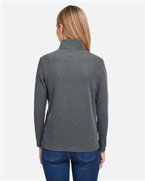 Core 365 CE405W Women's Fusion ChromaSoft Pique Quarter-Zip Pullover - Carbon Heather - model back