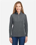 Core 365 CE405W Women's Fusion ChromaSoft Pique Quarter-Zip Pullover - Carbon Heather - model front