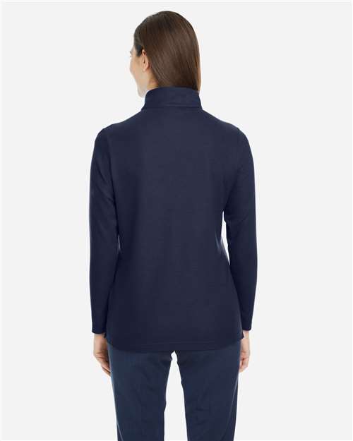 Core 365 CE405W Women's Fusion ChromaSoft Pique Quarter-Zip Pullover - Classic Navy - model back