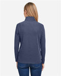 Core 365 CE405W Women's Fusion ChromaSoft Pique Quarter-Zip Pullover - Classic Navy Heather - model back