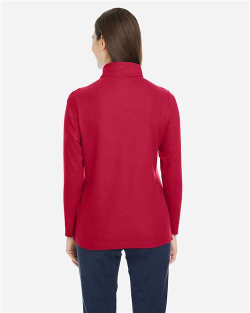 Core 365 CE405W Women's Fusion ChromaSoft Pique Quarter-Zip Pullover - Classic Red - model back