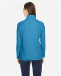 Core 365 CE405W Women's Fusion ChromaSoft Pique Quarter-Zip Pullover - Electric Blue - model back