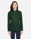 Core 365 CE405W Women's Fusion ChromaSoft Pique Quarter-Zip Pullover - Forest - model front