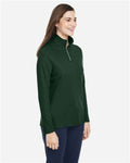 Core 365 CE405W Women's Fusion ChromaSoft Pique Quarter-Zip Pullover - Forest - model side