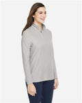 Core 365 CE405W Women's Fusion ChromaSoft Pique Quarter-Zip Pullover - Platinum - model side