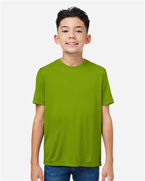 Core 365 CE10Y Youth Capital Performance T-Shirt - Acid Green - model front