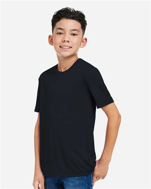 Core 365 CE10Y Youth Capital Performance T-Shirt - Black - model side