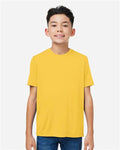 Core 365 CE10Y Youth Capital Performance T-Shirt - Campus Gold - model front