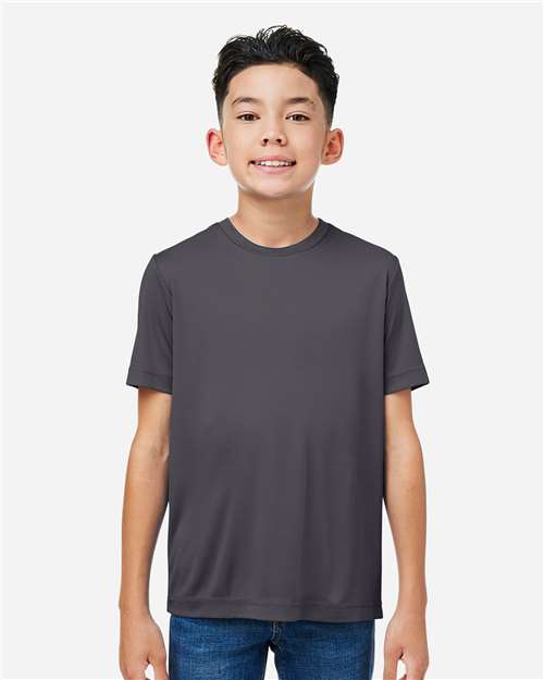 Core 365 CE10Y Youth Capital Performance T-Shirt - Carbon - model front