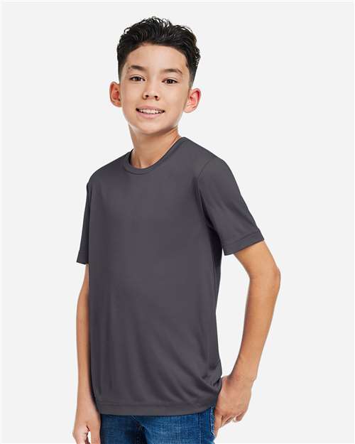 Core 365 CE10Y Youth Capital Performance T-Shirt - Carbon - model side