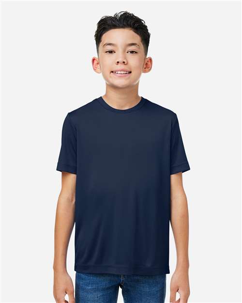 Core 365 CE10Y Youth Capital Performance T-Shirt - Classic Navy - model front