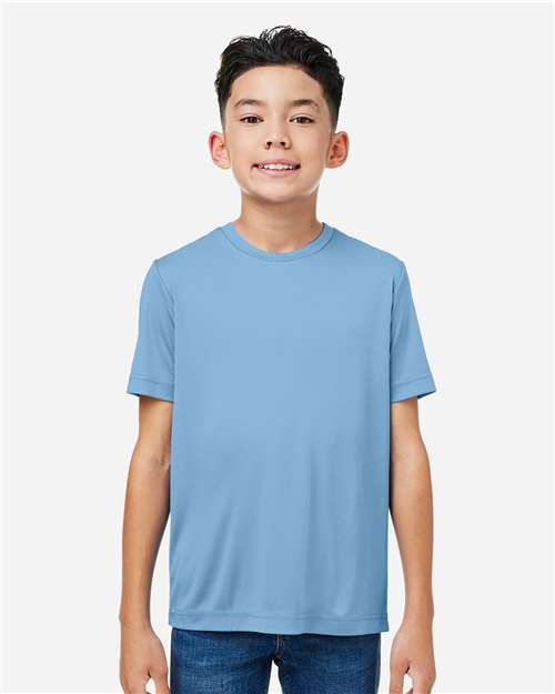 Core 365 CE10Y Youth Capital Performance T-Shirt - Columbia Blue - model front