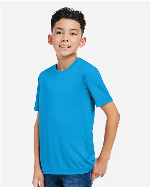 Core 365 CE10Y Youth Capital Performance T-Shirt - Electric Blue - model side