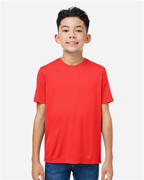 Core 365 CE10Y Youth Capital Performance T-Shirt - Marina Red - model front