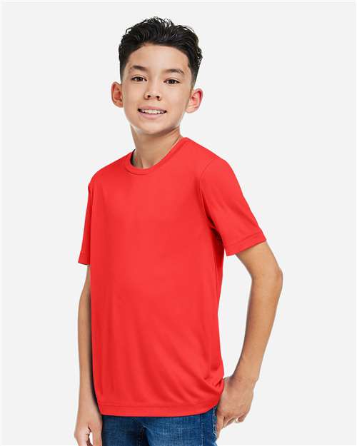 Core 365 CE10Y Youth Capital Performance T-Shirt - Marina Red - model side