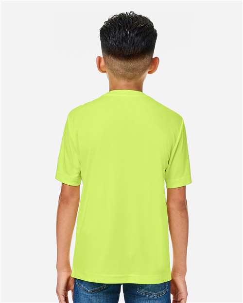 Core 365 CE10Y Youth Capital Performance T-Shirt - Safety Yellow - model back