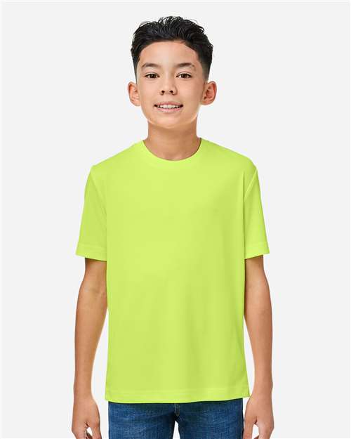 Core 365 CE10Y Youth Capital Performance T-Shirt - Safety Yellow - model front
