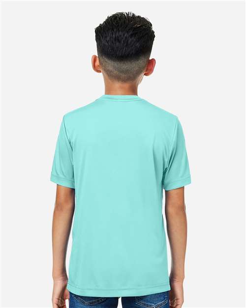 Core 365 CE10Y Youth Capital Performance T-Shirt - Sea Glass - model back