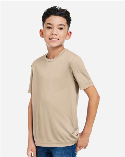 Core 365 CE10Y Youth Capital Performance T-Shirt - Stone - model side