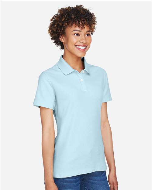 Devon & Jones DG150W Women's DRYTEC20 Performance Polo - Crystal Blue - model side