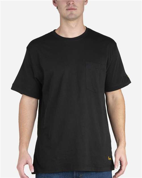 Berne Apparel BSM38 Men's Lightweight Performance Pocket T-Shirt - Black - model front