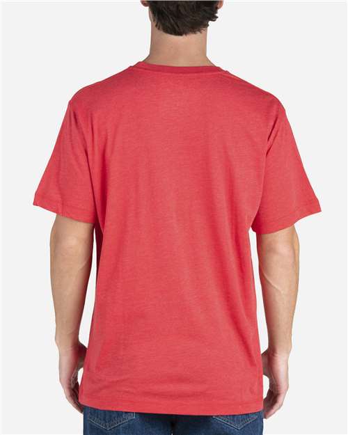 Berne Apparel BSM38 Men's Lightweight Performance Pocket T-Shirt - Deep Red - model back
