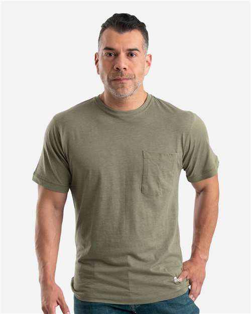 Berne Apparel BSM38 Men's Lightweight Performance Pocket T-Shirt - Lichen - model front