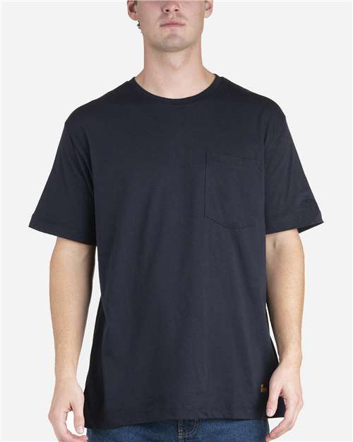Berne Apparel BSM38 Men's Lightweight Performance Pocket T-Shirt - Navy - model front