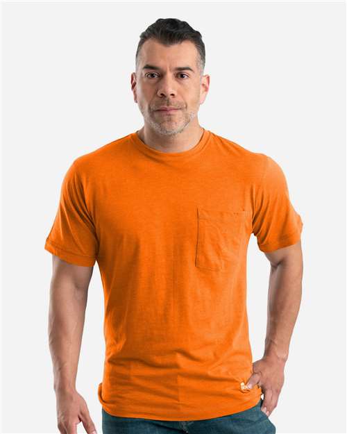 Berne Apparel BSM38 Men's Lightweight Performance Pocket T-Shirt - Orange - model front