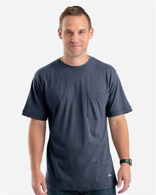 Berne Apparel BSM38 Men's Lightweight Performance Pocket T-Shirt - Space Blue - model front