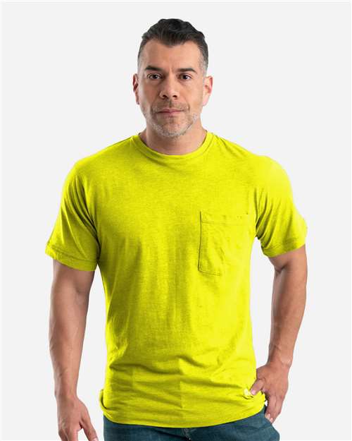 Berne Apparel BSM38 Men's Lightweight Performance Pocket T-Shirt - Yellow - model front