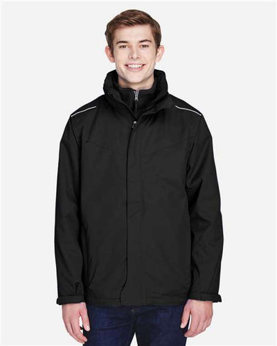 Core 365 88205 Men's Region 3-in-1 Jacket with Fleece Liner - Black - model front