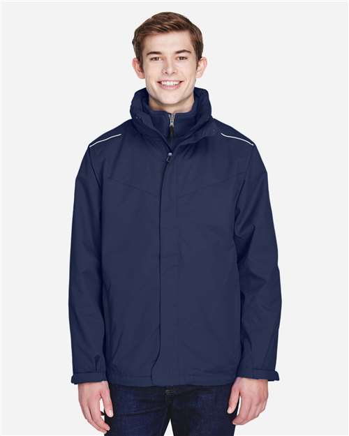 Core 365 88205 Men's Region 3-in-1 Jacket with Fleece Liner - Classic Navy - model front