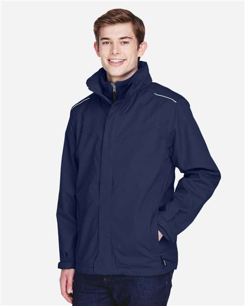 Core 365 88205 Men's Region 3-in-1 Jacket with Fleece Liner - Classic Navy - model side