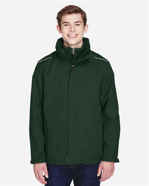 Core 365 88205 Men's Region 3-in-1 Jacket with Fleece Liner - Forest - model front