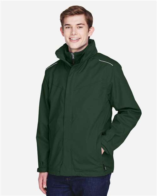Core 365 88205 Men's Region 3-in-1 Jacket with Fleece Liner - Forest - model side