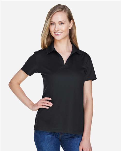 Devon & Jones DG20W Women's CrownLux Performance Plaited Polo - Black - model front