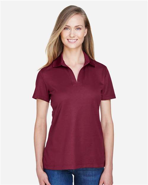 Devon & Jones DG20W Women's CrownLux Performance Plaited Polo - Burgundy - model front