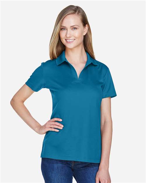 Devon & Jones DG20W Women's CrownLux Performance Plaited Polo - Dark Teal - model front