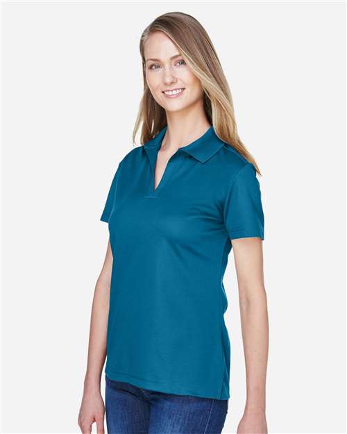 Devon & Jones DG20W Women's CrownLux Performance Plaited Polo - Dark Teal - model side